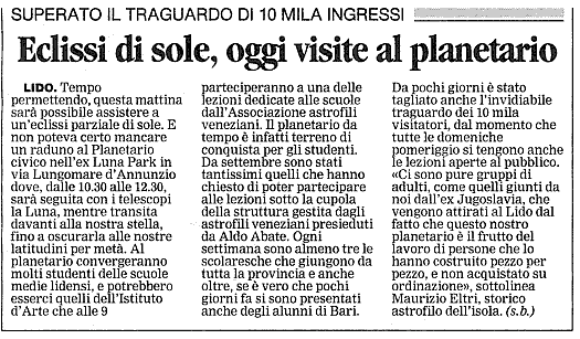 La Nuova Venezia - Articolo del 29 marzo 2006 